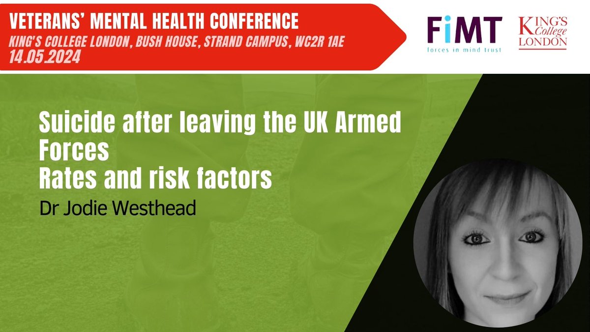 SPEAKER ANNOUNCEMENT! Dr Jodie Westhead on Suicide after leaving the UK Armed Forces - Rates and risk factors For the full agenda and to buy tickets: kcmhr.org/vmhc-2024/