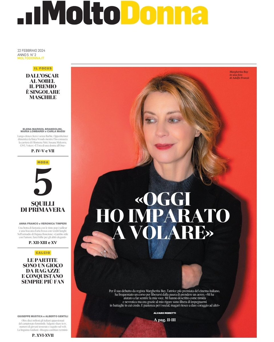 Imparare a #Volare e anche a #volere la libertà e superare i propri limiti parlare di tanto (di tutto era troppo) con <a href="/MargheritaBuy/">Margherita Buy</a> su #MoltoDonna con <a href="/ilmessaggeroit/">Il Messaggero</a> <a href="/mattinodinapoli/">Il Mattino</a> <a href="/Gazzettino/">Gazzettino</a> <a href="/CorriereAdriati/">Corriere Adriatico</a> <a href="/Quoti_Puglia/">Quotidiano di Puglia</a>