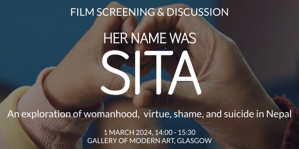 Join us next week in Glasgow for a screening of ‘Her Name Was Sita’ – a short film exploring how female shame can lead to self-harm in South Asia. 🗓️1 March, 2pm 🏛️GoMA Studio ➡️Book now edin.ac/489gADy Free, public event in partnership with @GlasgowGoMA. Pls share.