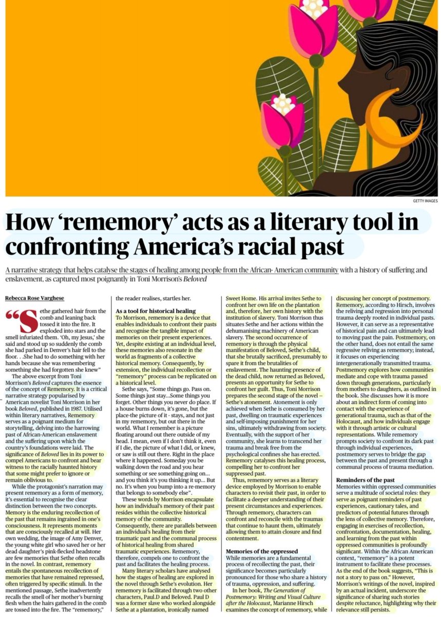 #Rememory 

'How 'rememory' acts as a literary tool in Confronting AmeriRacial past'

:An Insightful article by Ms Rebecca Rose Varghese
@RebeccaRoseVar1 

#Memory #Rememory #Atonement 
#PostMemory 
#America #RacialBias #Blacks #AmericanAfrican #slavery

Source: TH