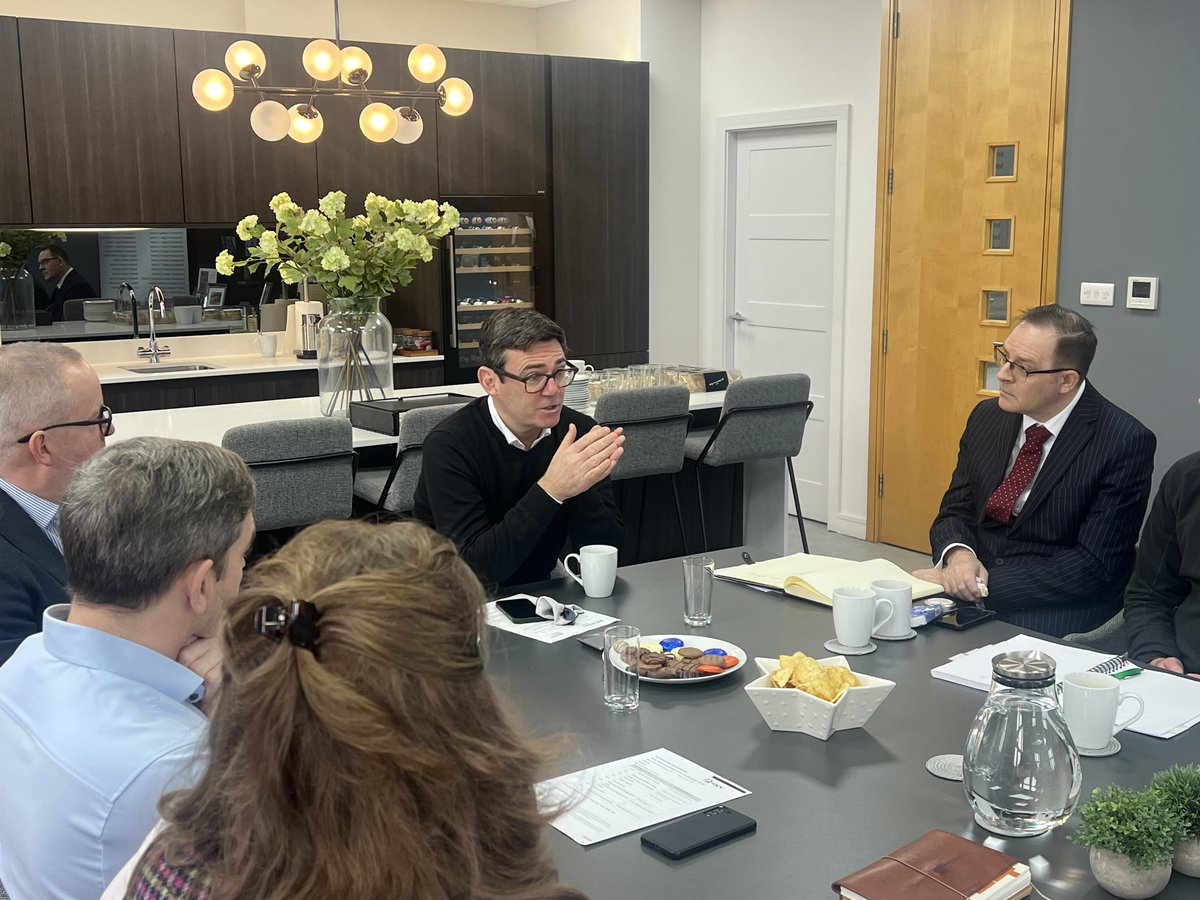 It was great to have @MayorofGM attend our North West board meeting today at @Hurstwood to discuss areas of collaboration and priorities for @greatermcr including skills, transport infrastructure and investment.