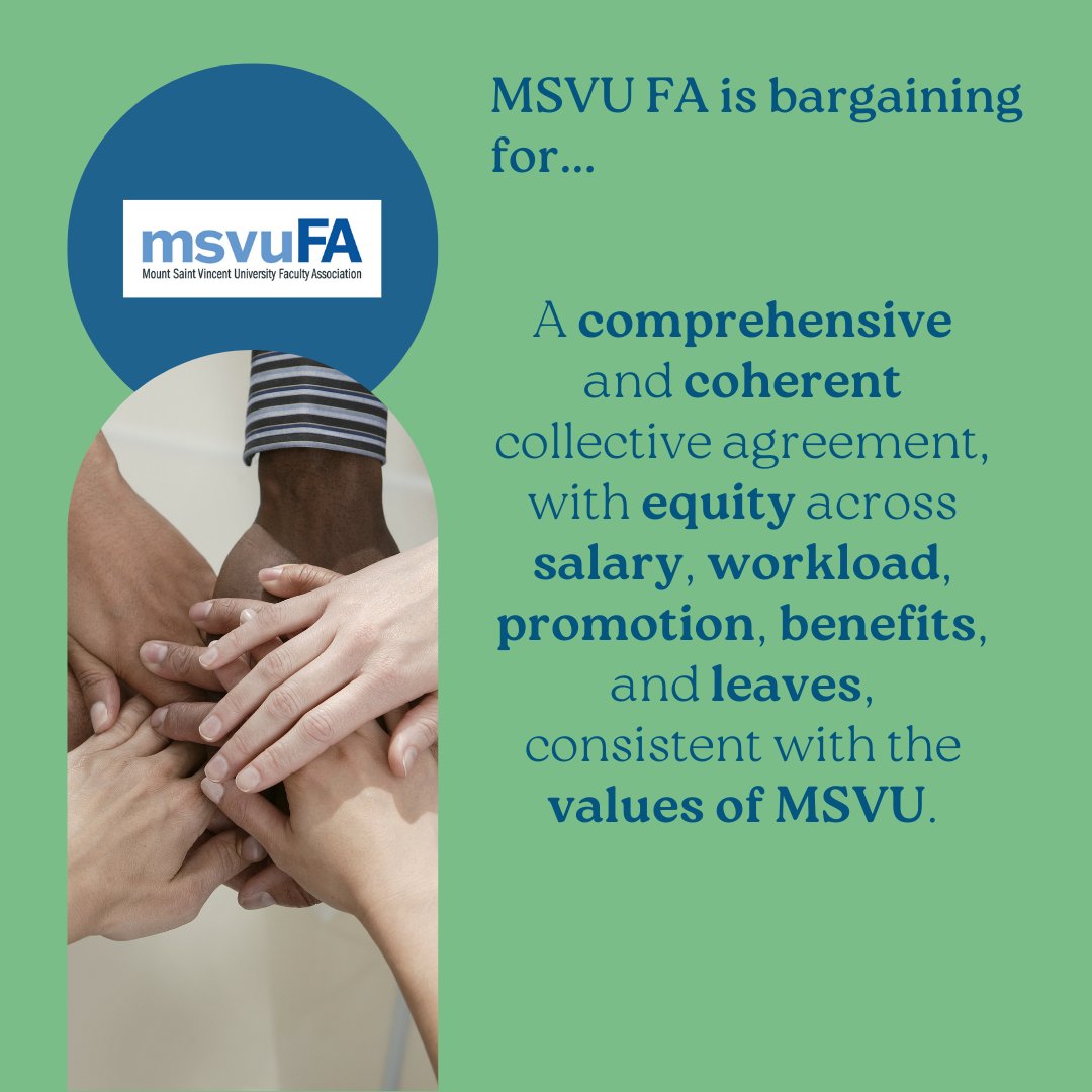 📢The campus wide bulletin reported that a full agreement has been sent to our bargaining team (BT), and we are carefully reviewing. While this review is underway, we note that we are seeking collective agreement consistent with the values of MSVU. #supportMSVUFA #StayTuned