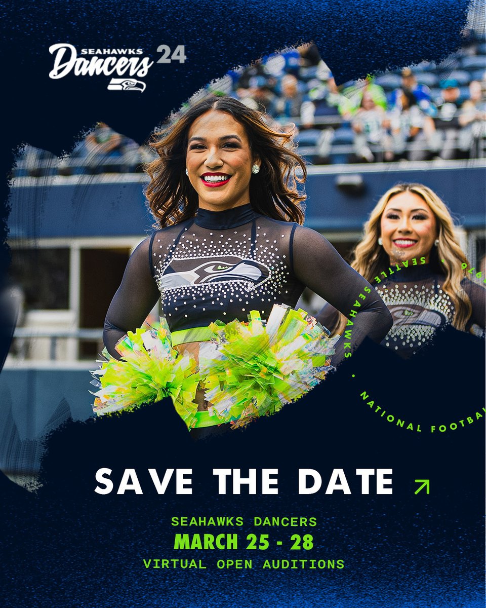 💙💚 SAVE THE DATE 💚💙 The 2024 Seahawks Dancers open auditions are BACK virtually from March 25-28! Link to secure interest: shwks.com/47xqz6cb