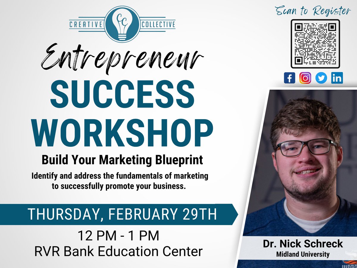 CreateFremont's tweet photo. Our next session is going to be a good one! "Build Your Marketing Blueprint" with Dr. Nick Schreck is Thursday, February 29 @ Noon. Bring your lunch and join us for this awesome session! https://t.co/D9Udv4vnJk