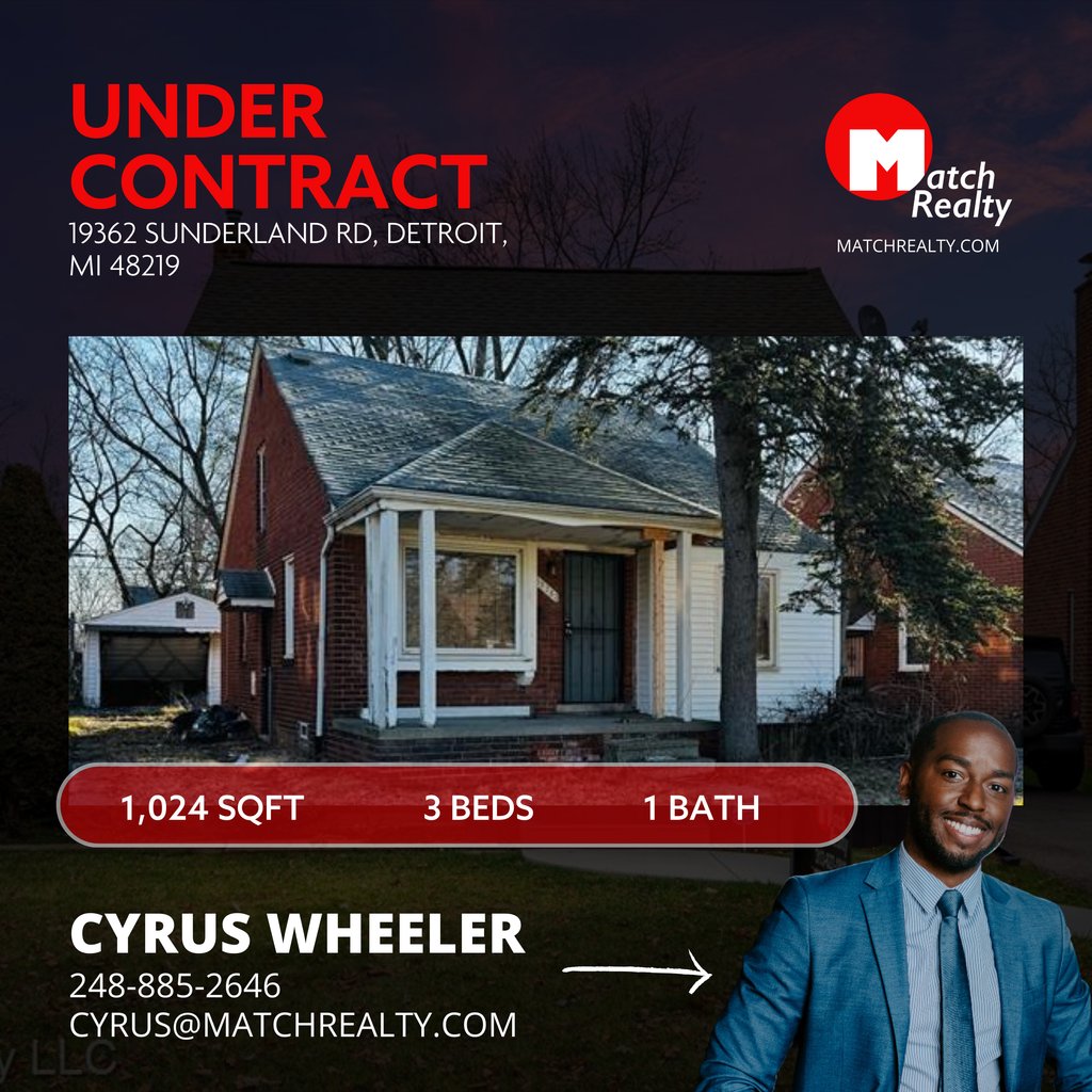 MatchRealtyMi's tweet photo. Celebrating another successful transaction led by @mrcyruswheeler in Detroit, MI!
โ โ
https://t.co/2NtuK4jhQWโ
โ
#UnderContract #MatchRealty #MatchRealtyMi #detroitrealestate #detroitrealtor #detroit #michiganrealestate #realestate #michiganrealtor #michigan #realtor https://t.co/WEDLYQlAJl