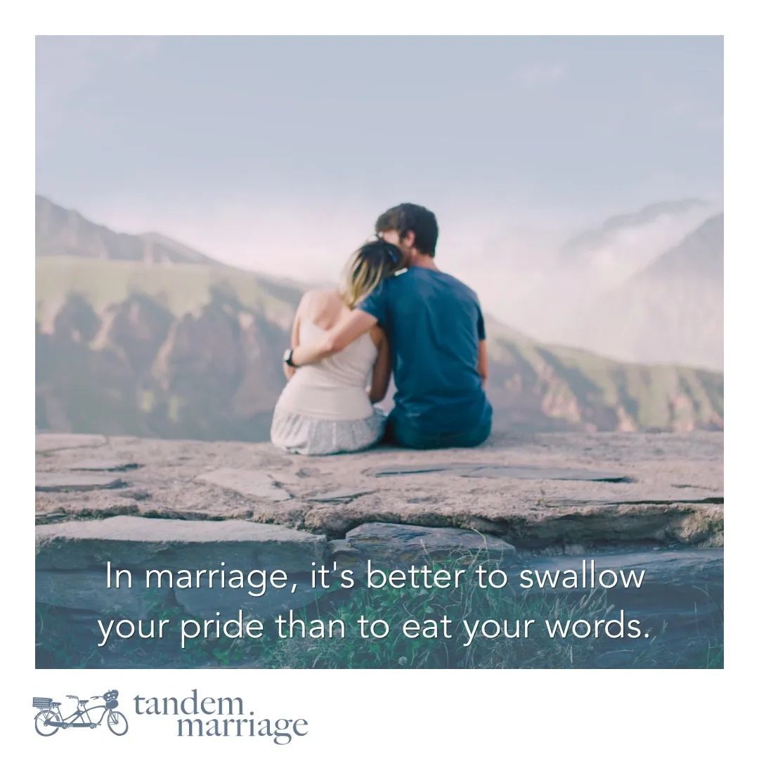 #MarriageEducation 
In marriage, it's better to swallow your pride than to eat your words. You can have a healthy marriage or an individual ego, but not both. 
 
TandemMarriage.com/post/words
 
#TeamUs #MarriageGoals #HappyLife