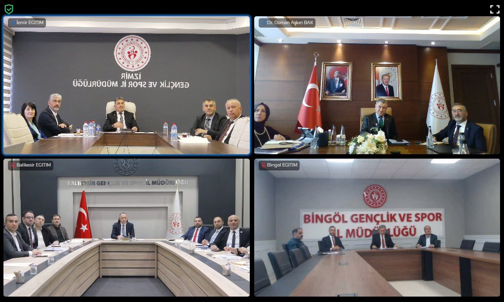 Gençlik ve Spor Bakanımız Sn. <a href="/OA_BAK/">Dr. Osman Aşkın Bak</a>  'ın katılımıyla İl Müdürlükleri değerlendirme toplantısı videokonferans yöntemiyle gerçekleştirildi.