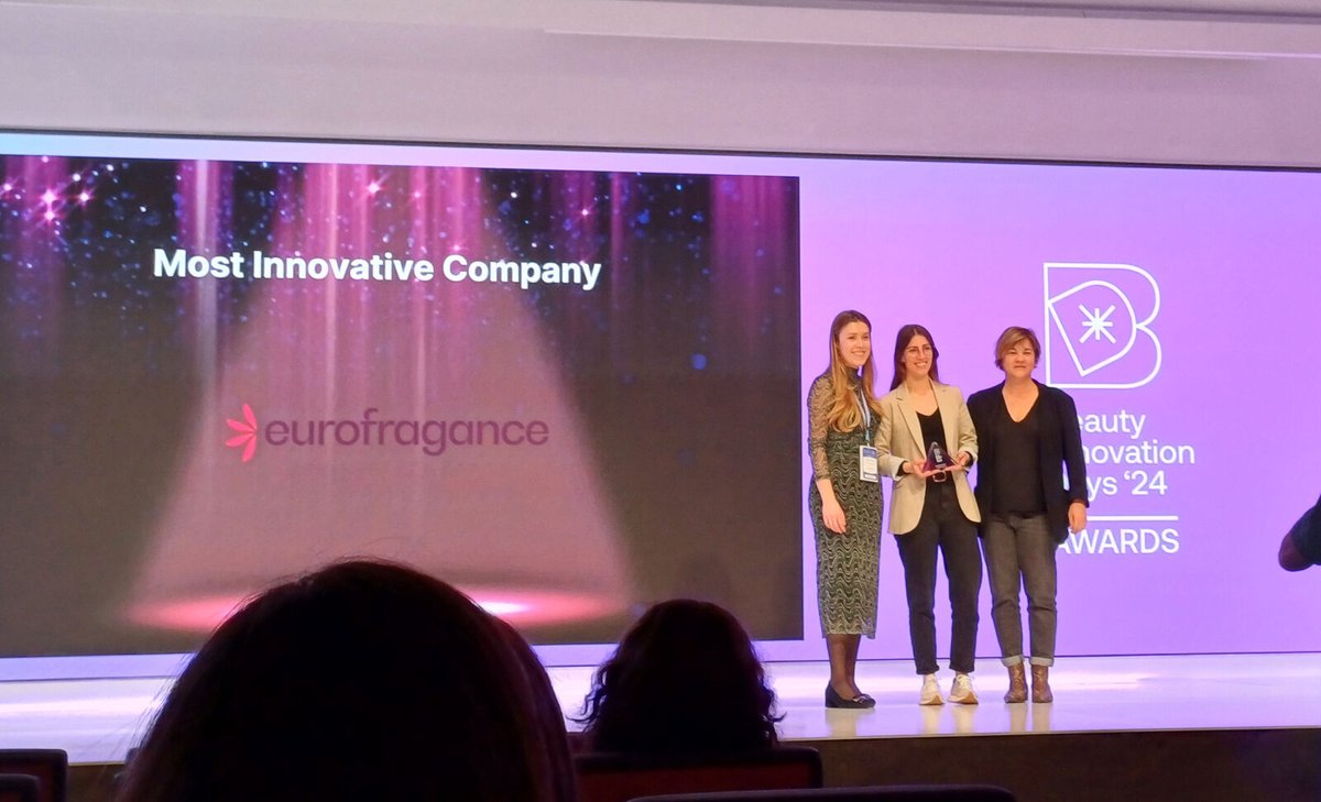 We are proud to announce that today, at Beauty Innovation Days 2024, Eurofragance received the award for "Most Innovative Company"! 🏆

From the ingredients in our palette to the technologies we launch, via fragrance creation, we have demonstrated that we innovate at every step.