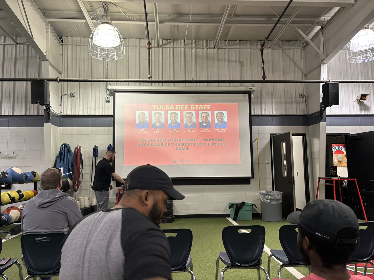 BixbySpartanFB's tweet photo. Continuous Improvement. Thank you to @chris_polizzi @CoachChev6 @ChickfilA @Savastanos and @FieldTurf for helping Northeast Oklahoma Coaches get better last night! https://t.co/VcJy9Bk5Zw