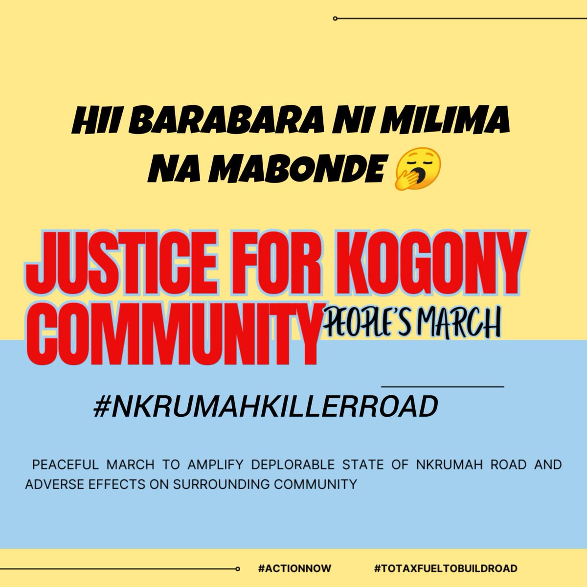 Let the people of Usoma - Kogony community be liberated from the shackles of injustices! Kesho tujumike pale nyanza golf club saa mbili for the peaceful march! @WilliamsRuto @RAMOGI1TV @DefendersKE @AmnestyKenya @KisumuCountyKE @kenyapipeline @CCBAinKenya @equatorbottlers