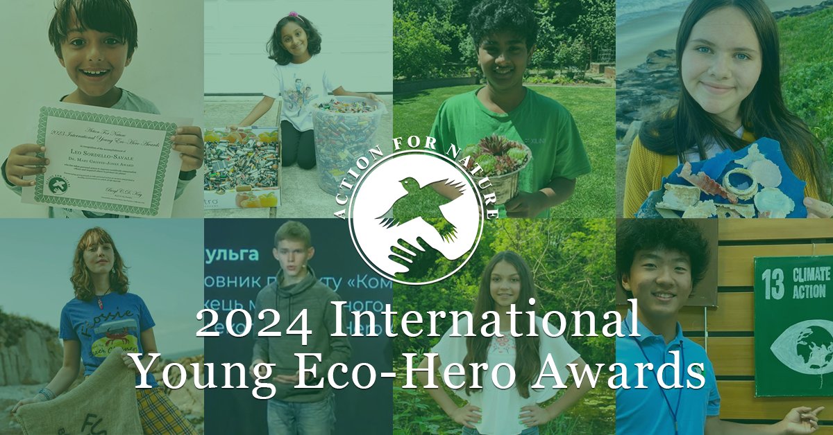 LAST WEEK to apply to the 2024 International Young #EcoHero #Awards! 🌍🏆 Open to #youth ages 8 -16 years taking #ActionForNature, winners receive prize of up to $500, certificate of achievement, and public recognition. DEADLINE 2/28: actionfornature.org #Grants #Scholarships