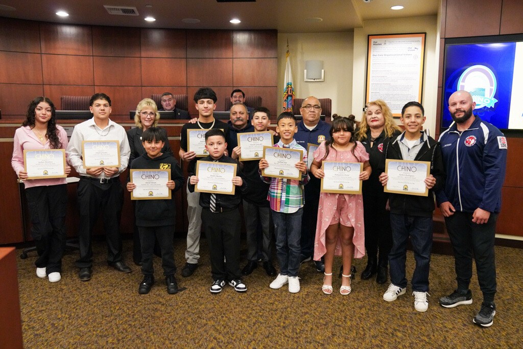 🥊🏆Ringing in recognition! Every month, the Chino Youth Boxing Club coaches honor one athlete with Boxer of the Month! At Tuesday's Council meeting, we celebrated all of the 2023 Boxers of the Month. Congrats to our champions! Learn more at chinoboxingclub.com.