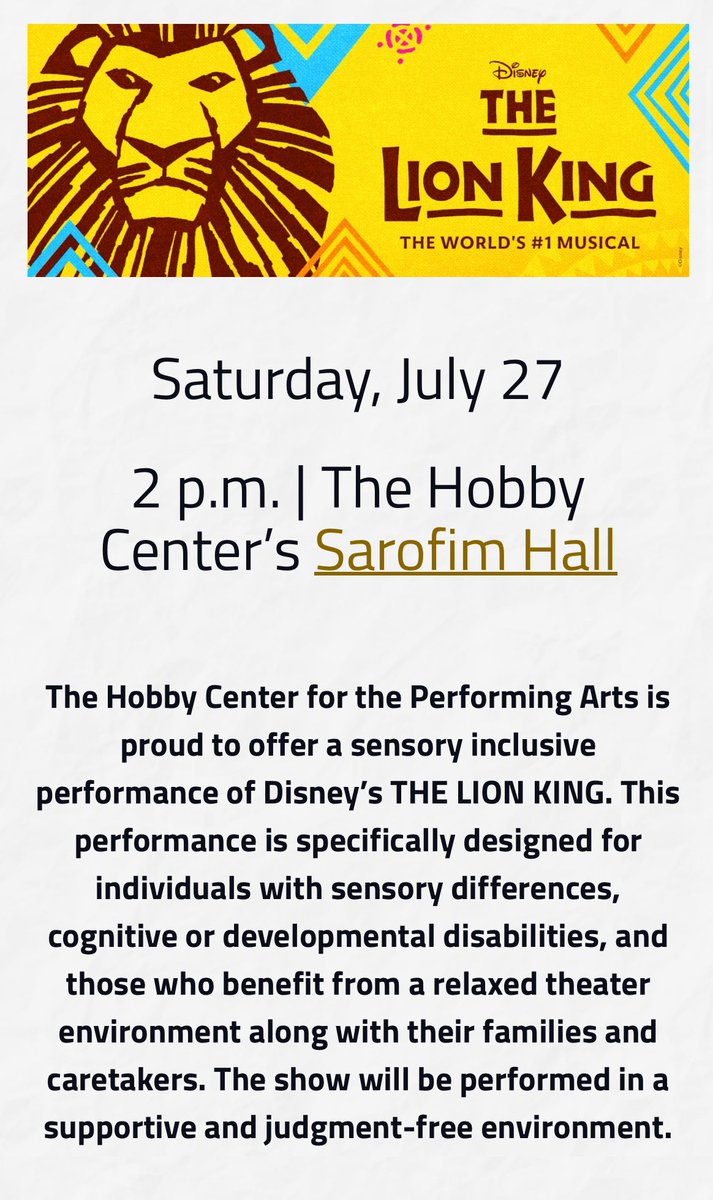 Sensory Inclusive Performance for The Lion King 🦁 ✨