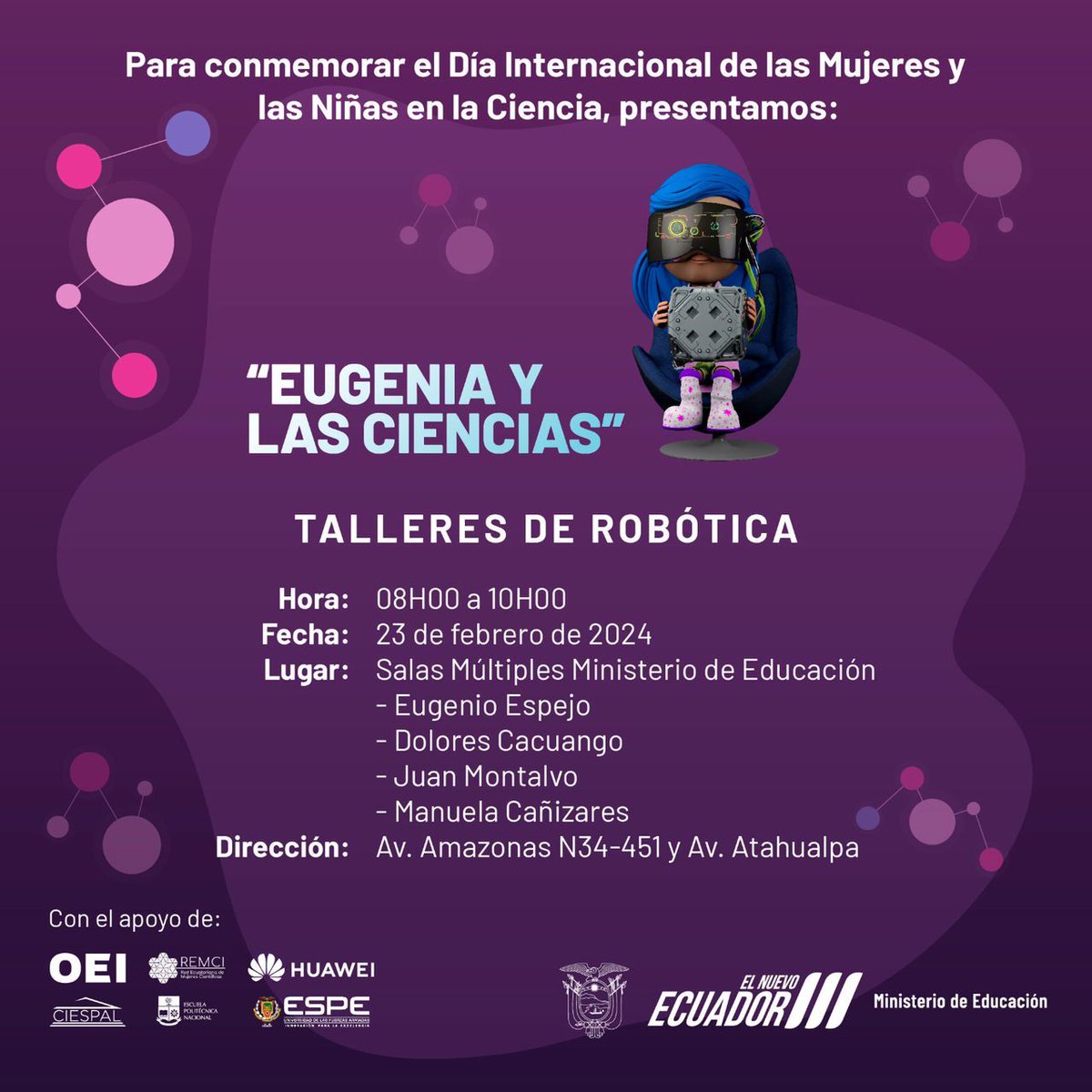 ¡La ciencia será la protagonista en la programación de <a href="/educatv/">EducaTv</a> ! 📺

En el marco del #DíaMujerYNiñaEnCiencia, <a href="/ciespal/">CIESPAL</a> y @EspacioOEI nos unimos al evento de conmemoración que realiza <a href="/Educacion_Ec/">Ministerio de Educación, Deporte y Cultura</a>, donde se presentará las temporadas de #SomosMujeresYHacemosCiencia. 👩‍🔬🧪👏
 ⤵️