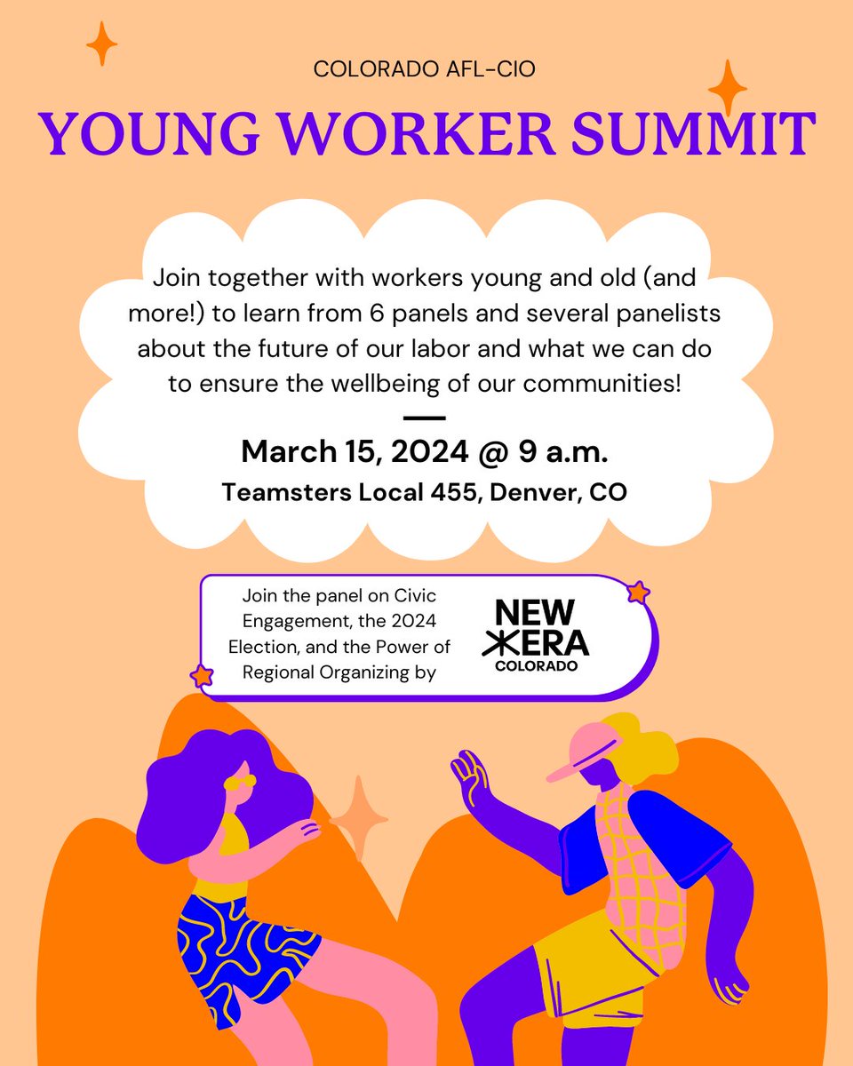 Join us @AFLCIOCO’s Young Worker Summit! We’re leading a convo on how young workers can flex our collective power through political engagement and organizing. Register now! form.jotform.com/240305004864043