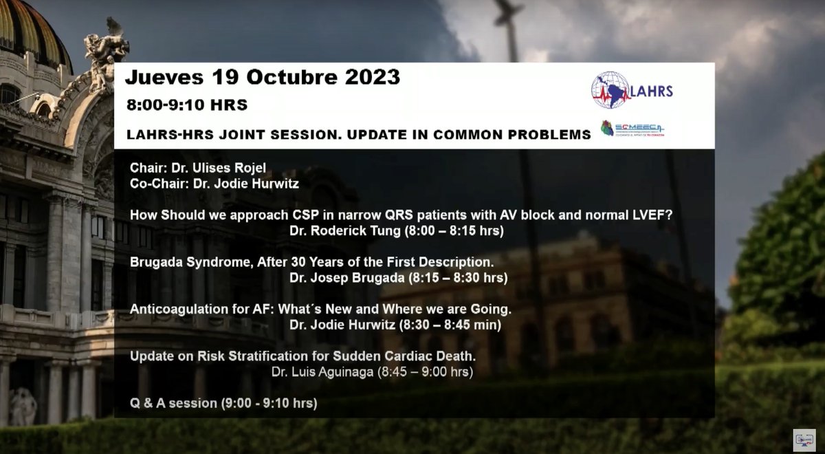 LAHRSonline1's tweet photo. Revive una sesión imperdible del congreso #LAHRS2023
Sesión conjunta LAHRS-@HRSonline
"Actualización de problemas comunes”
Dres. @DrRoderickTung Josep Brugada, @jhurwitz55, @LuisAguinaga9 y @UlisesRojel
#LAHRSTV
Mira la sesión👉🏽 https://t.co/6aDb1Hep69 https://t.co/iX3nAnfTXB