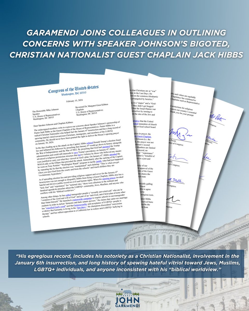 I am deeply disturbed by Speaker Johnson's breathtaking lack of consideration for the religious diversity of our Congress and pluralistic nation.