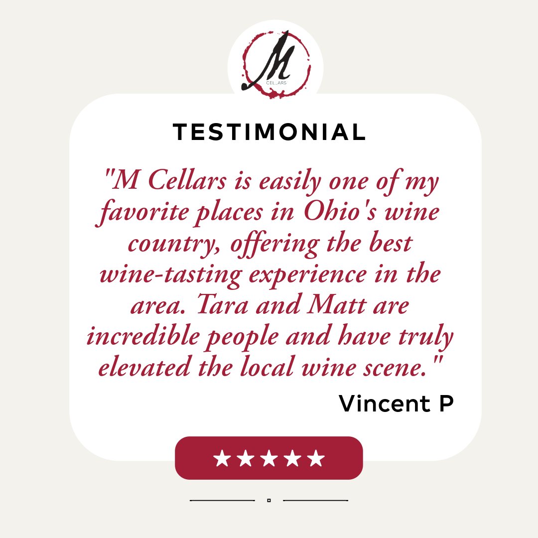 We LOVE what we do and what makes it special for us is hearing from our customers how much they enjoy and appreciate their visits to see us! 🥂

#teamwork #positivevibes #inthecomments #mcellars #sharethelove #ohiowine #familyownedwinery #winery