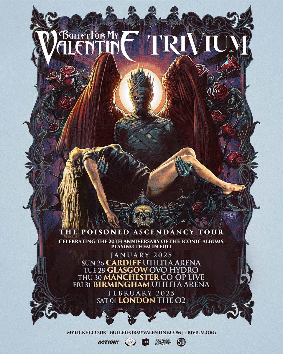 We’re excited to announce The Poisoned Ascendancy UK Tour, a 2025 co-headline tour with our brothers in @bfmvofficial. Both bands will be celebrating the 20th anniversary of their debut albums by playing them in full. Tickets go on sale Friday, 1 March at 10am.