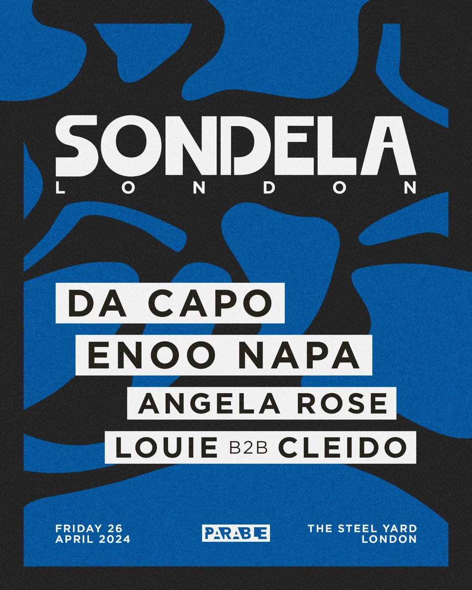 Sondela__'s tweet photo. Sondela London is back w/ our second show of 2024 coming this April at The Steel Yard, featuring the return of Da Capo and Enoo Napa 💥

Pre-Sale Sign Up: https://t.co/FQfZ5Bf1Eu https://t.co/fKVwJ9sKYh