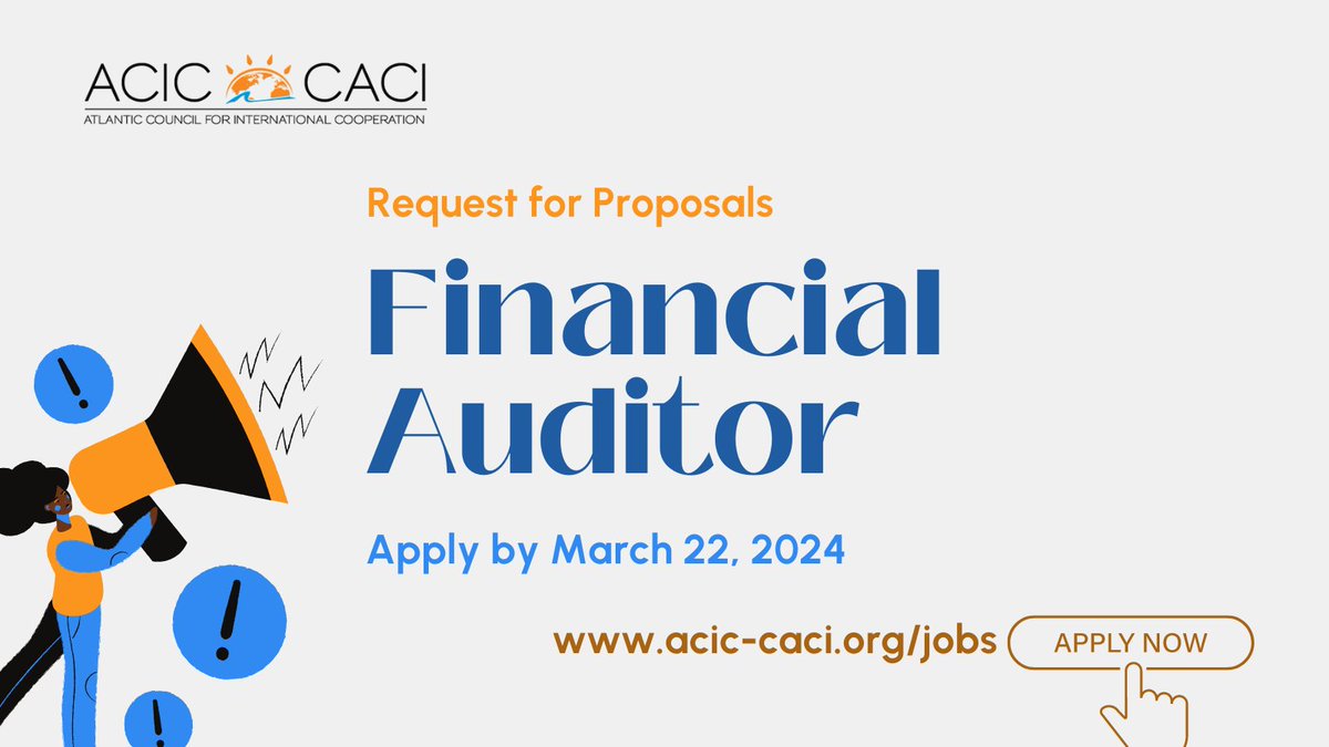 📢📝 Seeking Proposals! 🌟 @ACIC is on the lookout for a Financial Auditor. If you're an auditor with expertise in non-profit finance, we want to hear from you! Submit your proposal by March 22. Apply at acic-caci.org/jobs #RFP