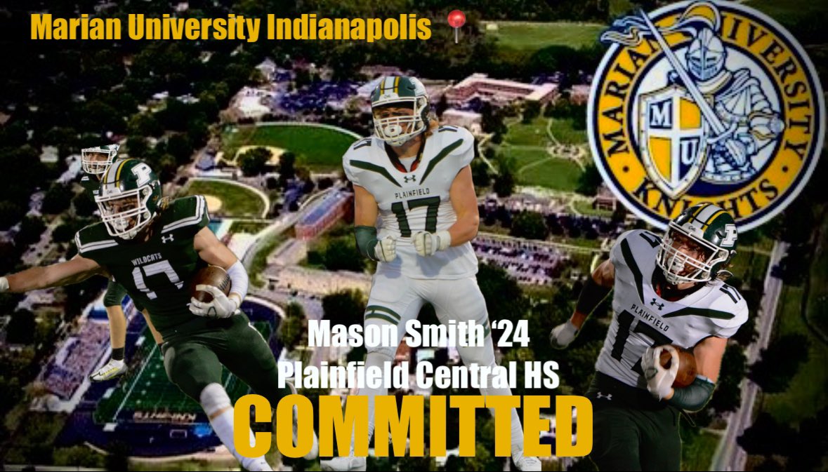 MasonSmith2024's tweet photo. 100% Committed to Marian University Indianapolis!🔵🟡⚔️#GoKnights

@CoachKeanePHS @CoachKooi28 @Coach_Jay53 @Coach_SmithMU @MUKnights @MarianUFootball  @MarianUniv @MkruszWildcats
@TopGunQB @pchssuperfan https://t.co/Kmqz5rAX9K