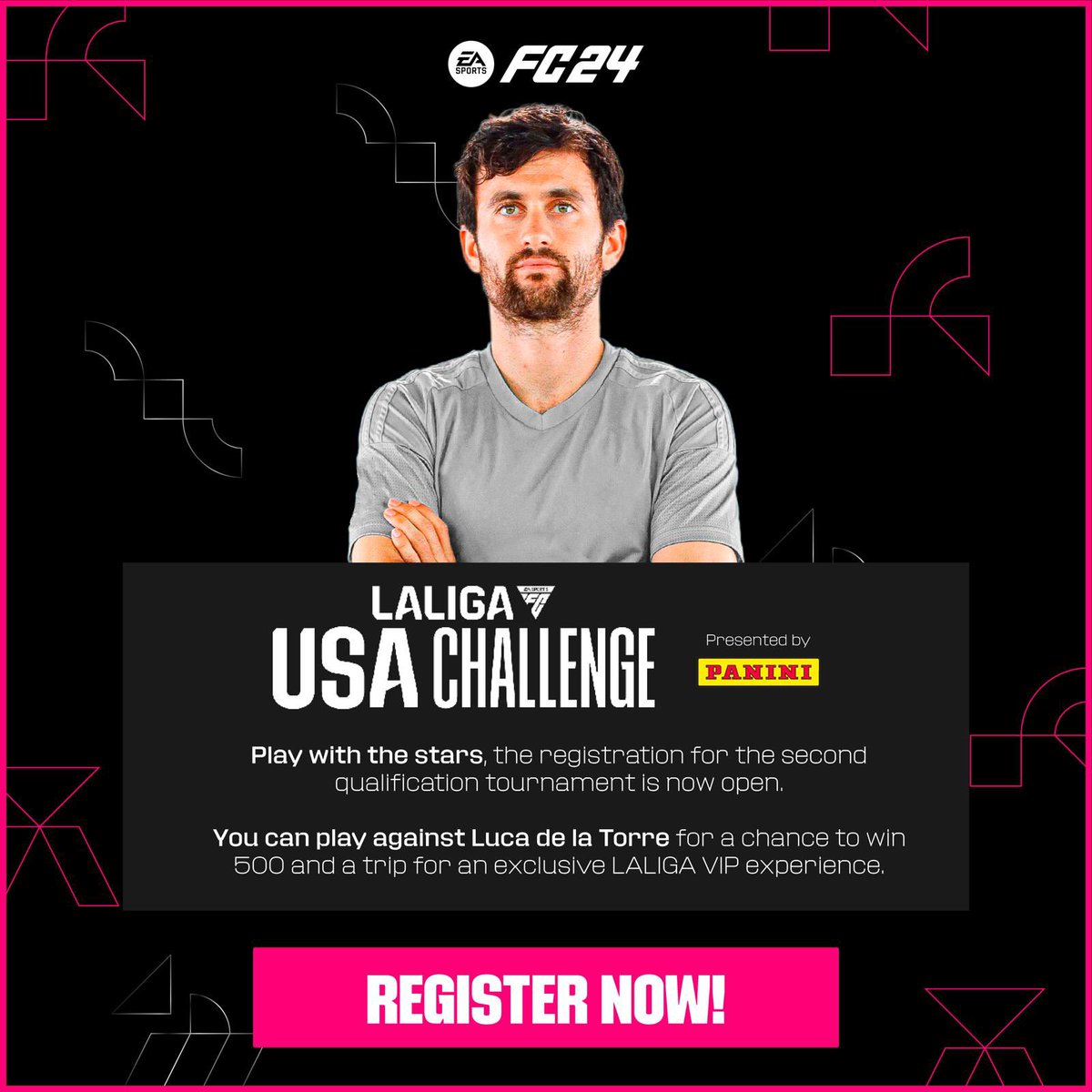delatorreluca's tweet photo. Last chance to sign up for the second qualifier tournament in the @LALIGA EA SPORTS FC U.S. Challenge presented by @PaniniAmerica. You could play me in EA Sports FC 24 and win a trip to Spain. Don’t miss it!#LALIGAEASPORTS #FC24USAChallenge #LALIGAAmerica   https://t.co/9xZFi9Jk7A