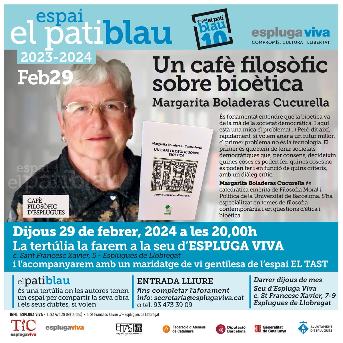 Espluga_Viva's tweet image. El darrer dijous de febrer teniu una cita al #PatiBlau
📒29 de febrer 
🕗8 del vespre  
📍 Local Espluga Viva