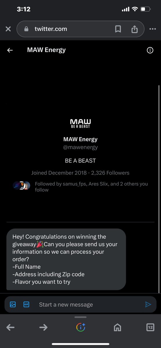 Haven’t been able to post but I won the @mawenergy give and I’m really happy and it couldn’t have happened without @TeamAresGGs