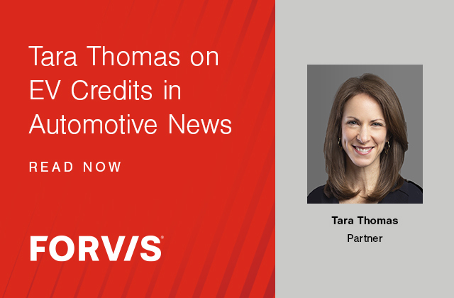 Tara Thomas, tax partner with the Dealerships Practice at <a href="/FORVIS/">FORVIS</a>, spoke to <a href="/Automotive_News/">Automotive News</a> about her clients' experiences with the new IRS portal for EV tax credit transfers. Read more. [Subscriber content] bit.ly/42QRoRx
