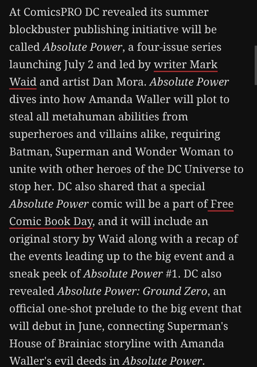 BREAKING from @CBR: #MarkWaid's 'Absolute Power' on racks THIS JULY!