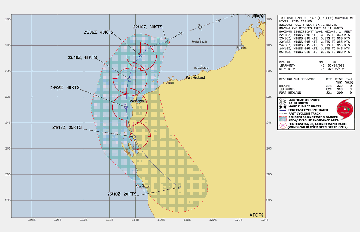 LimWeather's tweet photo. #Lincoln off N #WesternAustralia, #Australia, at 35mph TD, to peak at =>50mph TS SSHWS/C2 Aus Scale #Cyclone in SE Indian Ocean, and head west then turn S, affecting the W WA with potential for life threatening #Flooding rains esp #CoralBay
#Tropicswx #wxtwitter #CycloneLincoln https://t.co/chfi6DhX1I