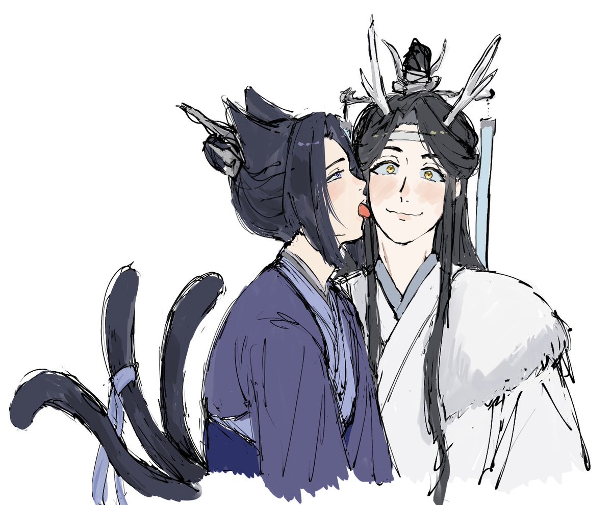 It’s cat day!! 🐱🐱 I finally have an excuse to draw kitty Jiang Cheng and dragon Lan Xichen!! #Xicheng