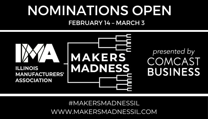 Nominations are open for our partner
@IMA_Today's fifth-annual #MakersMadnessIL contest.🙌Submit the coolest things manufactured in #Illinois here: ow.ly/7SZc50QGOZA