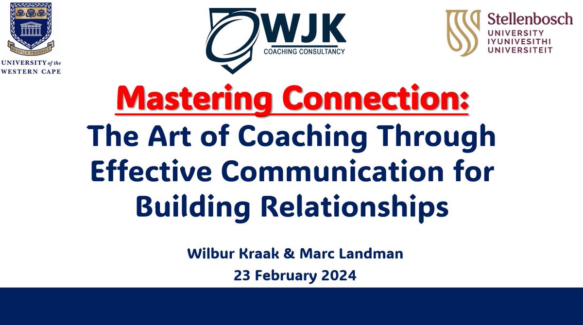 Tomorrow, Marc and I will continue our series on mastering connection. We're presenting to rugby coaches on 'The Art of Coaching Through Effective Communication for Building Relationships.' Thanks for the invite @RugbyCreative. @UWConline @SUhealthsci