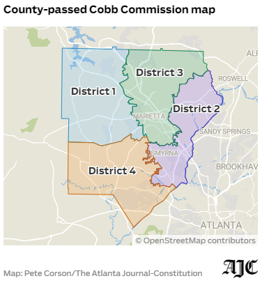 Calling all #CobbCounty local politics junkies: Those running for the District 2 seat this year don't yet know what their district will look like. With the legal dispute over the district map still pending in Ga Supreme Court, things are complicated & confusing. A thread🧵1/3