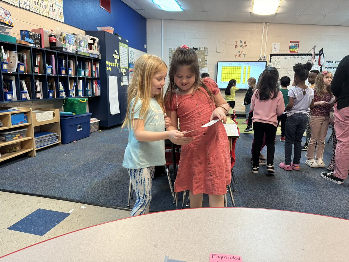 FranksElem's tweet photo. Mrs Shields class is playing a matching game! Students had to find their expanded form match to practice their place value skills @Midland_ISD #MISDProud #ShineBright https://t.co/68JstntFxs