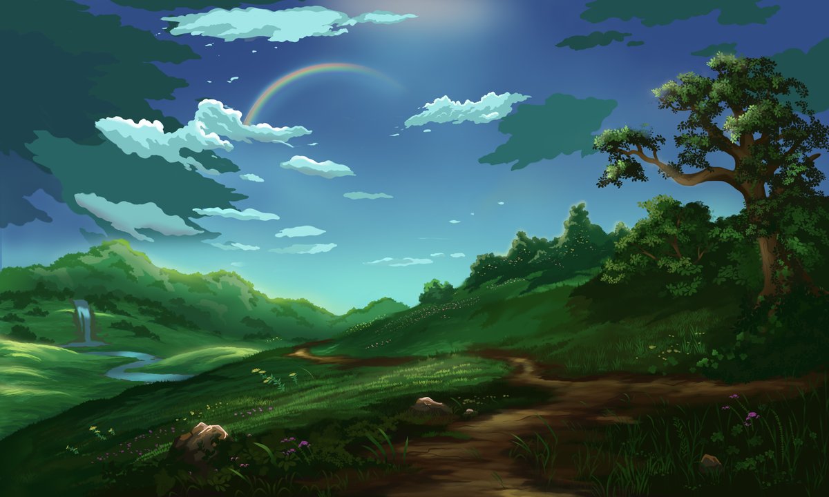 This is one of my digital paintings called 'Dreamers Valley'. Inspired by Studio Ghibli. #art #digitalart #painting #Landscapes #nature