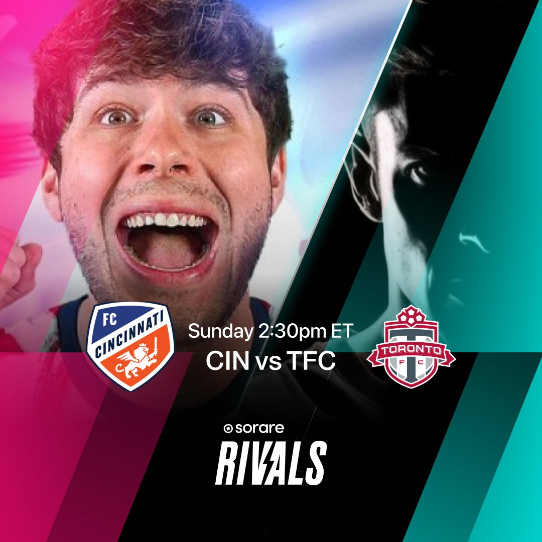 BFordLancer's tweet photo. 🗣️ Where my FC Cincinnati fans at? 

Challenge me head-to-head on #SorareRivals and you could win 2x tickets to a @MLS game!

1. Repost this
2. Set a lineup for Toronto vs FC Cincinnati
3. Beat my team’s score - I’ll draw 3 random winners

Sign up here, @Sorare is free to play!  → https://t.co/xKktqBMlRc #ad
