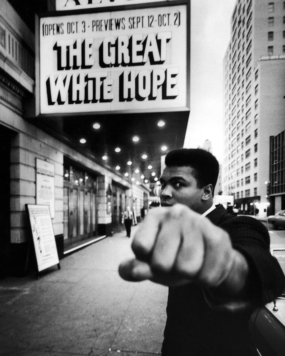 Muhammad Ali posing outside the Alvin Theater where 'The Great White Hope' is playing, 1968.

(📷 Bob Gomel/LIFE Picture Collection) 

#LIFEMagazine #LIFEArchive #MuhammadAli #Boxer #LIFELegend #1960s #BobGomel #NYC