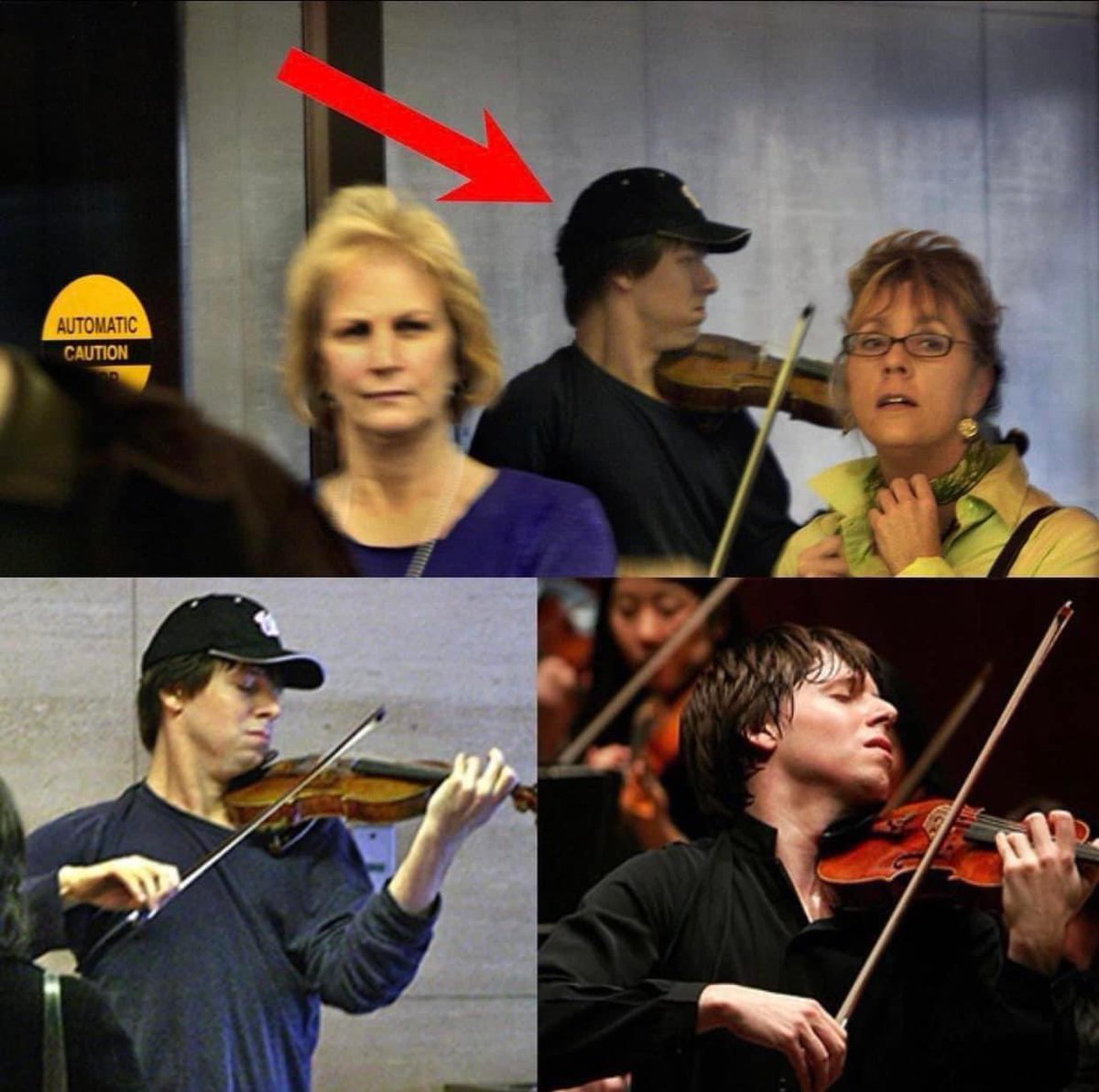 A violinist played for 45 minutes in the Washington D.C. subway. 

Of the 1,097 people who passed by, seven stopped to listen to him, and one recognized him. 

He collected $32.17 in tips from 27 passersby (excluding $20 from the one who recognized him).
 
Only one person knew