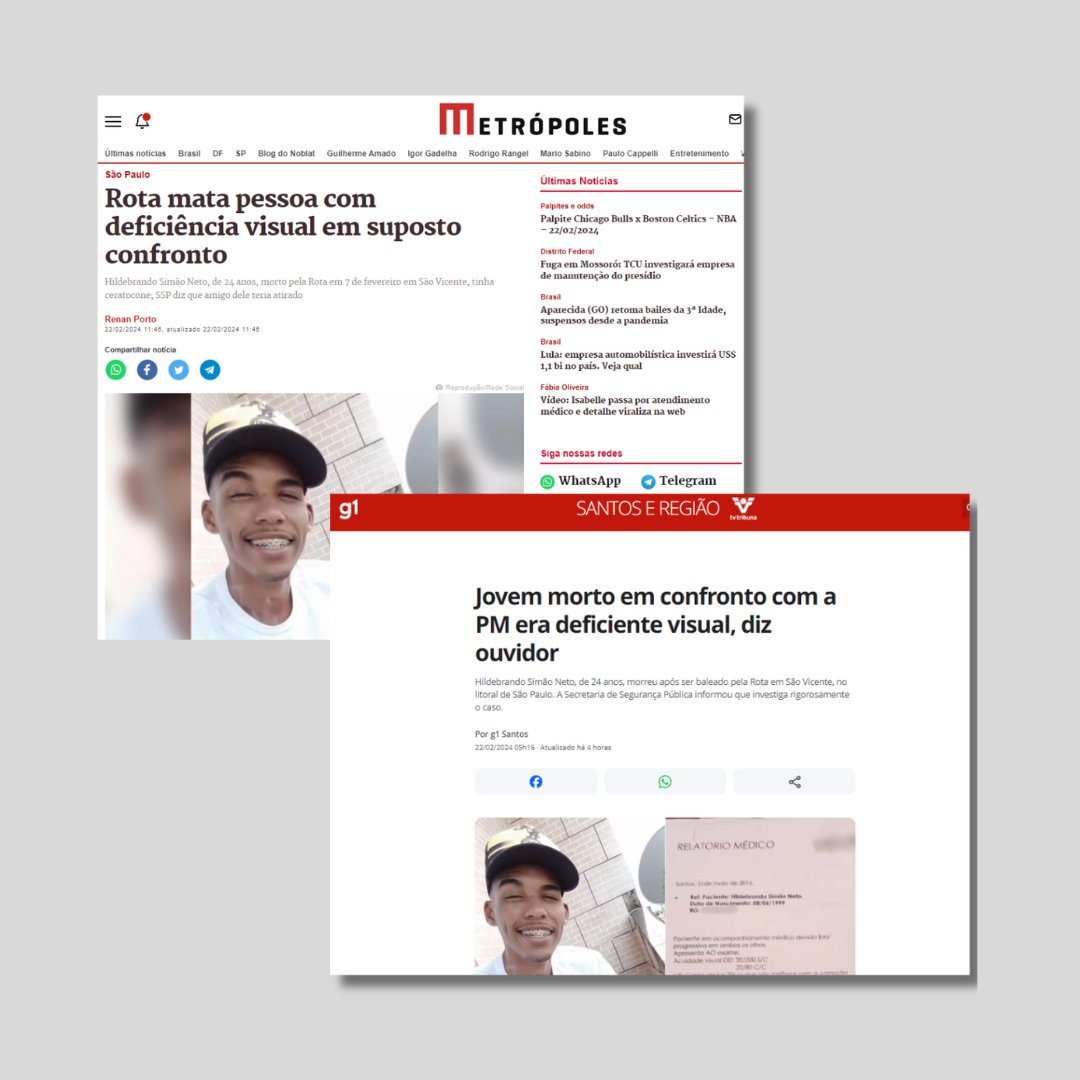 #VocêViuPrimeiroNaPonte| A história de Hildebrando Simão Neto, jovem com deficiência visual que foi morto pela PM durante a Operação Escudo na Baixada Santista, foi contada pela Ponte no dia 8 de fevereiro. O caso repercutiu e chegou à Ouvidoria das Polícias e à outros veículos👇🏿