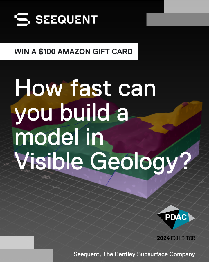 Ready to take on our #VisibleGeology speed challenge at #PDAC2024? Visit booth (#829) on March 3 - 4 to build a model in Visible Geology. You could win a $100 Amazon voucher! Visible Geology is our free web application for teaching and exploring geological concepts.