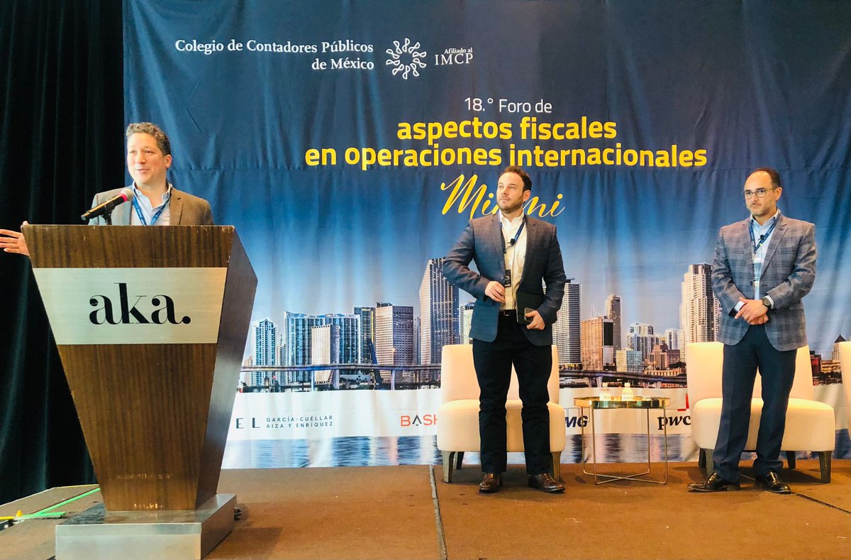 Eduardo Brandt López y Eduardo Barrón Fernández exponen las reglas transitorias del #safeharbour, reglas #GloBe y reportes country by country respecto al pilar 2 de la implementación de #BEPS, dentro del 18. ° Foro de aspectos fiscales en operaciones internacionales.