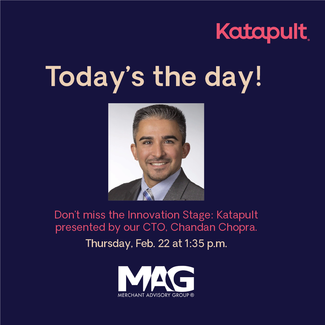 🚀 Join us today at 1:35 pm at #PaymentsMAGnified and enter for a chance to win an Apple Watch! Our CTO, Chandan Chopra, takes the Innovation Stage: Katapult! Discover how #Katapult is revolutionizing the way underserved consumers access ownership.