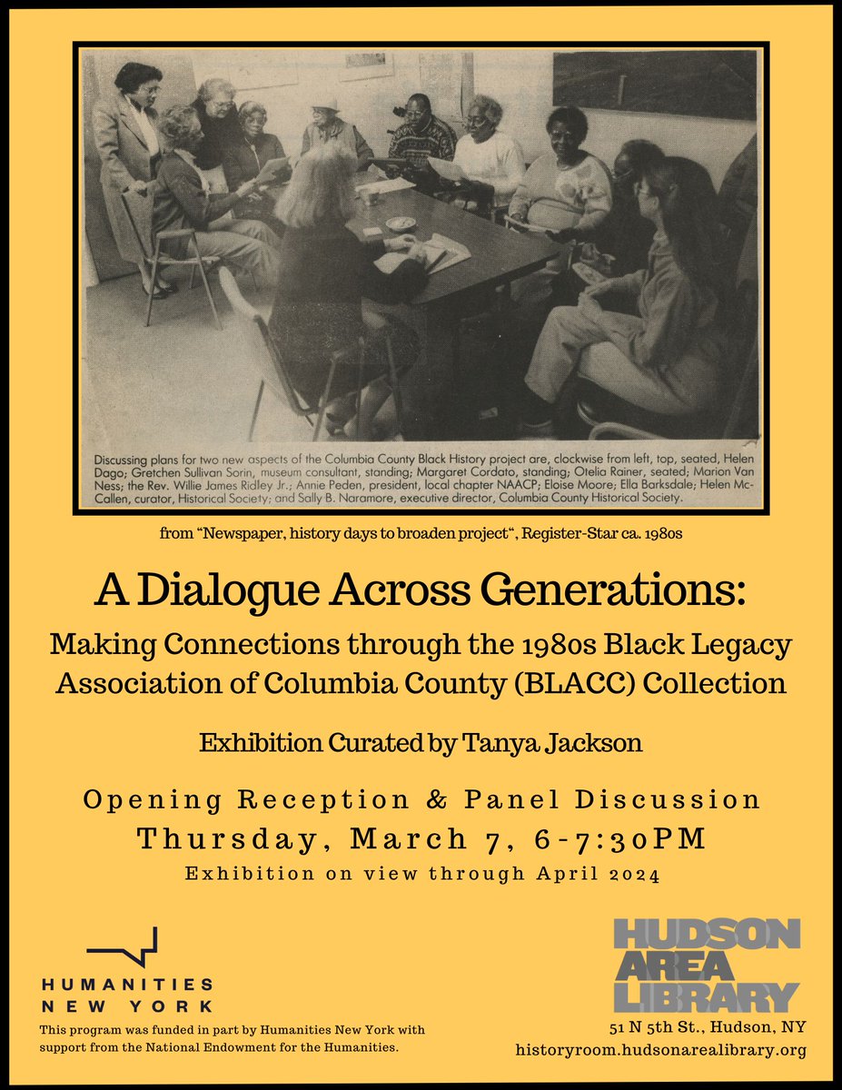 We are SO proud to announce that our Executive Director, Tanya Jackson, has curated an exhibition at the @hudsonarealibraryny titled 'A Dialogue Across Generations' which will open Thursday, March 7th. Please join us at the opening, and stay tuned for more special programming!