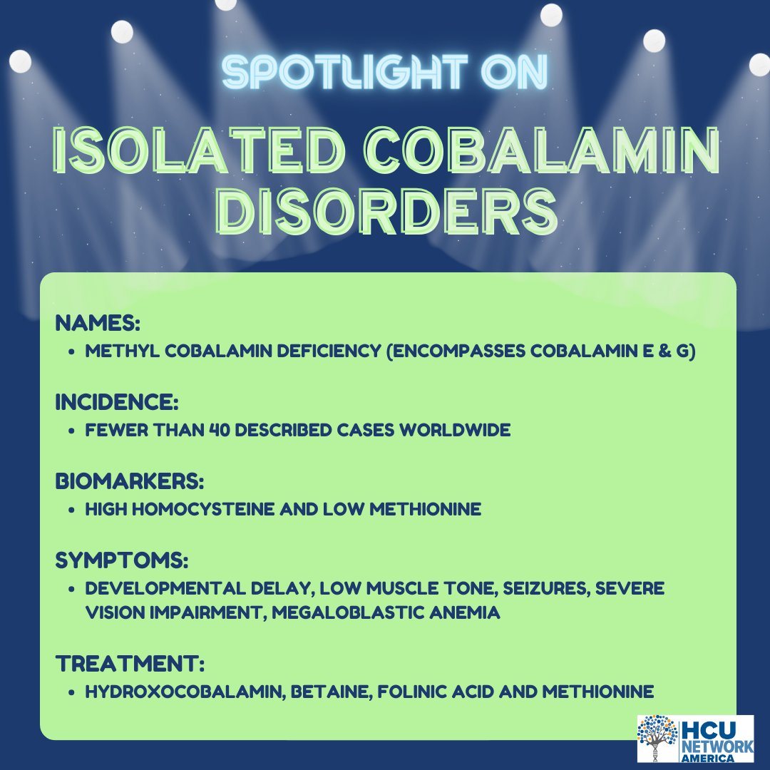 HCUAmerica's tweet photo. It's Rare Disease Week 2024 - let's shine a ๐ฆ on the Isolated Cobalamin Disorders!
#RareDiseaseWeek2024 #RareDiseaseWeek #RareDiseaseDay2024 #RareDisease #homocystinuria #HCU #CobalaminDisorders #CblE #CblG #metabolicdisorders #HopeConnectsUs https://t.co/wFI1yLZ6rX