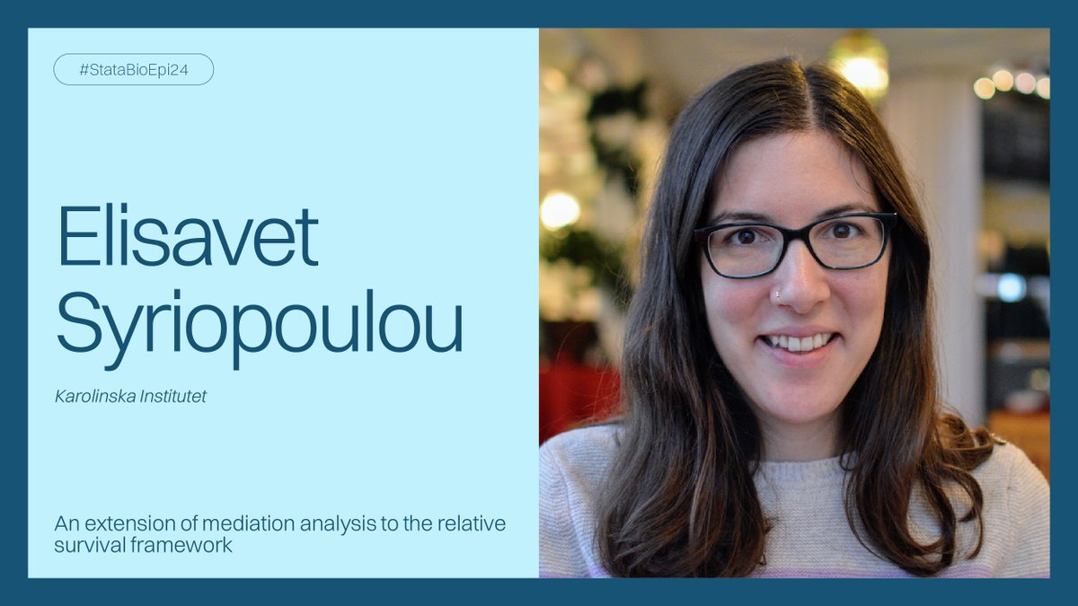 Stata (@stata) on Twitter photo <a href="/LSHTM/">London School of Hygiene & Tropical Medicine</a> #StataBio24 presenter <a href="/betty_syriop/">Betty Syriopoulou</a> from <a href="/ki_meb_biostat/">Biostatistics Group at MEB, Karolinska Institutet</a> showed how to perform mediation analysis in the relative survival framework using the stpm3 and standsurv commands; she demonstrated the approach by exploring cancer survival differences across socioeconomic groups. <a href="/LSHTM/">London School of Hygiene & Tropical Medicine</a> #StataBio24 presenter <a href="/betty_syriop/">Betty Syriopoulou</a> from <a href="/ki_meb_biostat/">Biostatistics Group at MEB, Karolinska Institutet</a> showed how to perform mediation analysis in the relative survival framework using the stpm3 and standsurv commands; she demonstrated the approach by exploring cancer survival differences across socioeconomic groups.