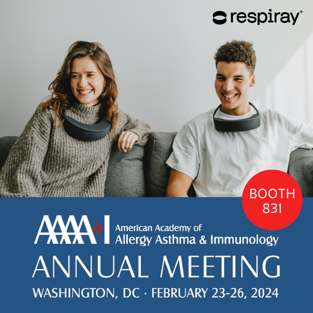 Come meet Respiray team and try out Wear A+ at #AAAAI24 Booth #831 👋 #wearableairpurifiers #instantcleanair #nomoreallergies #wearableallergydefense #wearableallergyrelief #drugfreeallergyrelief #healthtech #nextgen #aaaai2024