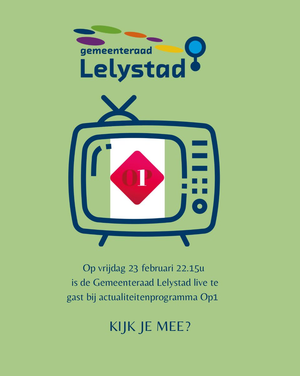 raadvanlelystad's tweet photo. Morgenavond Gemeenteraad bij Op1! 

Kijk je ook? 

#lelystad @NPO1 #gemeenteraad #raadsleden #raadslid https://t.co/B9iEfD9yAR